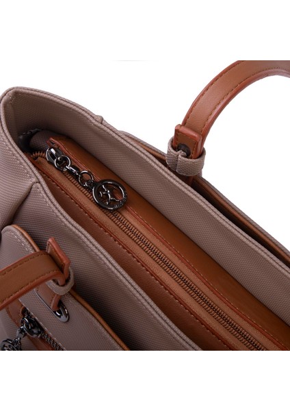 Kadın Büyük Boy Omuz Çantası Vizon Taba Lacste fırsatları