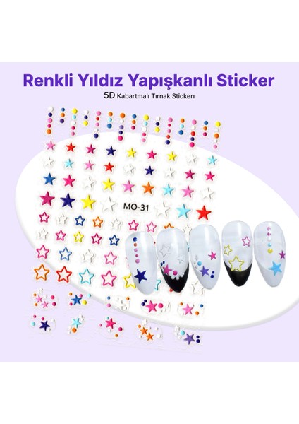 Stc-Mo-31 - Renkli Yıldız Yapışkanlı Sticker
