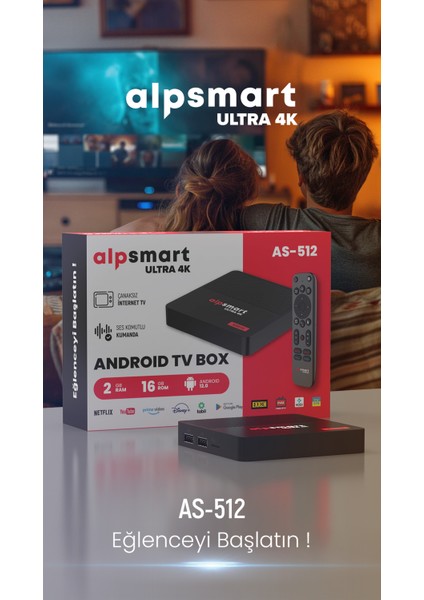AS512 Android Tv Box Ses Komutlu Kumandalı 2GB Ram 16 GB Hafıza Android 12