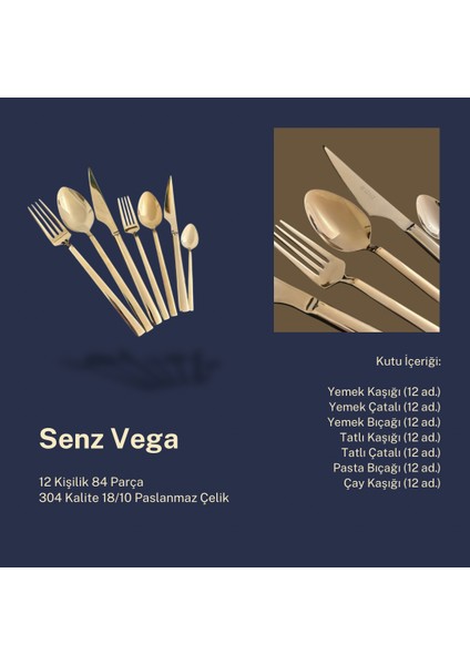 Vega 84 Parça Gold Çatal Kaşık Bıçak Seti fırsatları