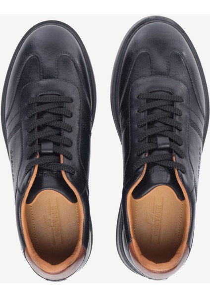 Erkek Siyah Hakiki Deri Sneaker Ayakkabı 5K1SA18860