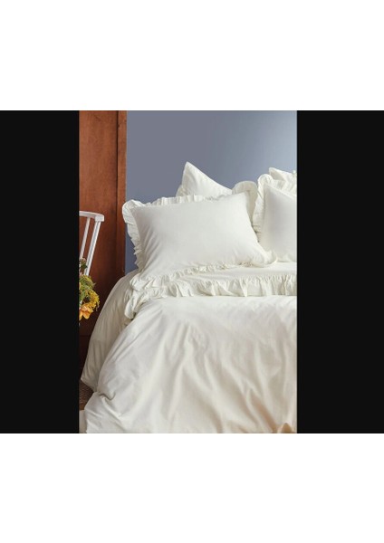 Frill Yıkanmış %100 Pamuk Poplin Vanilya Çift Kişilik Nevresim Takımı fiyatları