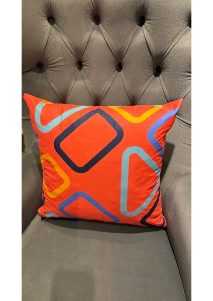 Geometrik Orange / Çift Tarafı Baskılı Evelyn Süet Kırlent Kılıfı 43 x 43 fiyatları