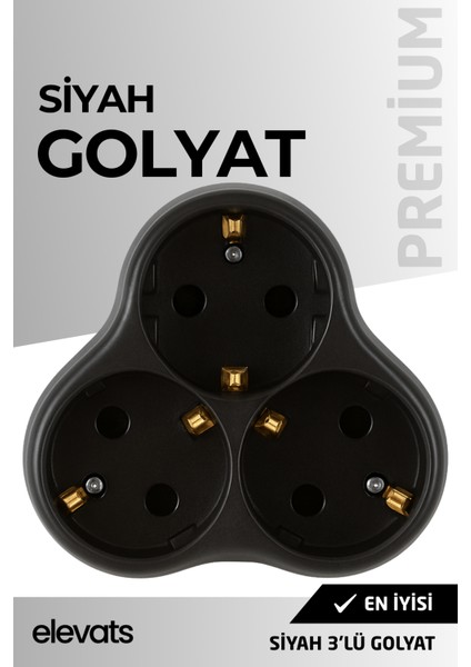 Premium Siyah 3’lü Papatya Golyat Priz | Çoklu Priz | 3'lü Priz | Priz Çoğaltıcı fiyatları