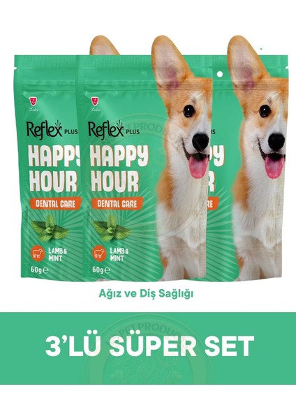 Happy Hour Dental Care Ağız ve Diş Bakımı Için Destekleyici Köpek Ödül Maması 3lü Fırsat 3X60GR