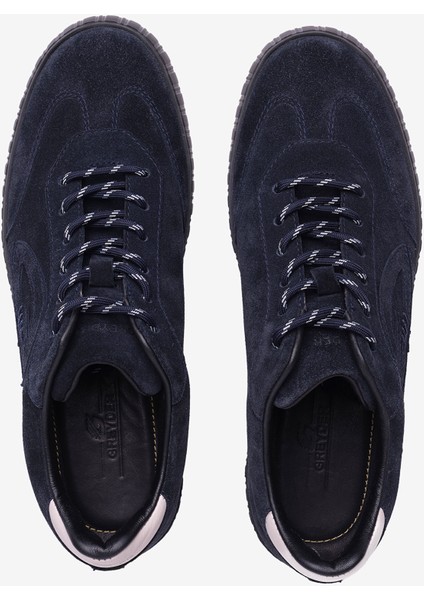 Erkek Lacivert Hakiki Deri Sneaker Ayakkabı 5K1SA18485