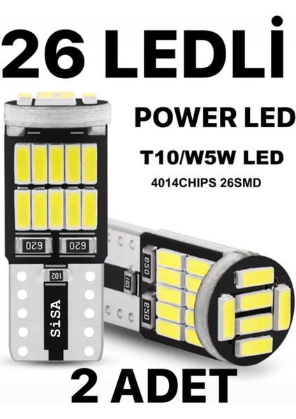 T10 LED 26 Ledli W5W Canbus Metal Ultra Power Beyaz Park Plaka Tavan Ampulü