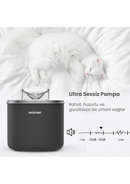 WF007L Otomatik Kedi Su Sebili, 3.5lt Geniş Hazne, Bpa Içermez, Metal Üst Tabla, Ultra Sessiz
