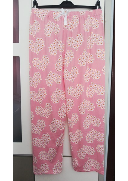 Beyaz Papatya Kalp Desenli Pembe Kumaş Pijama Alt -BK1000021 fiyatları