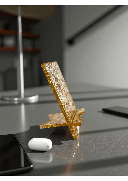Epoksi Telefon Standı, 13,5 cm Masaüstü Dekoratif Telefon Tutucu, Video Izleme, Ofis ve Ev Için modelleri