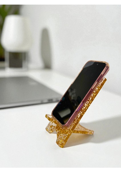 Epoksi Telefon Standı, 13,5 cm Masaüstü Dekoratif Telefon Tutucu, Video Izleme, Ofis ve Ev Için indirimleri