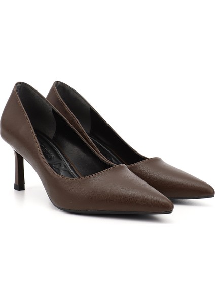 Kadın Kahverengi Sivri Burun Ince Topuklu Stiletto fiyatları
