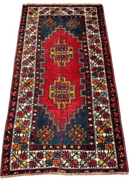 El Dokuma Vintage Eskitme Ortaköy Halısı 95X180 Patchwork Halı