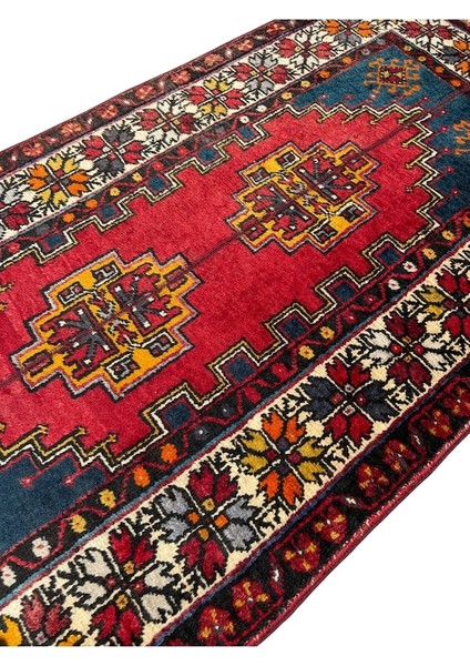 El Dokuma Vintage Eskitme Ortaköy Halısı 95X180 Patchwork Halı fırsatları