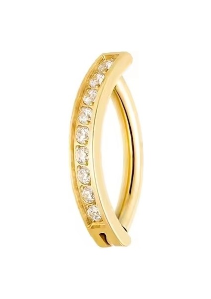 F136 Titanyum Sıralı Zirkon Taşlı Göbek Piercing