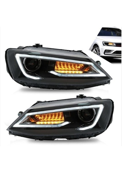 Vw Jetta 2011-2017 Mk6 Mercekli Siyah Audi Dizayn Ön LED Far Takımı