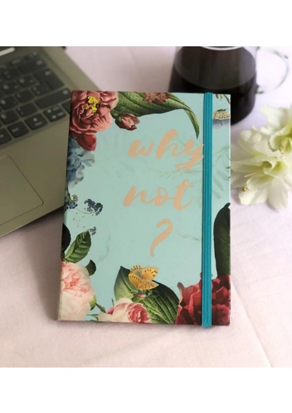 "why Not?" Çiçek Mottolu Tasarım Çizgisiz Defter Karton Kapak 60 Yaprak modelleri