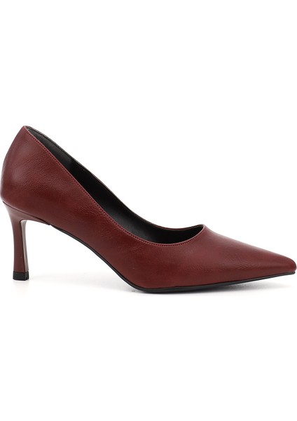 Kadın Bordo Sivri Burun Ince Topuklu Stiletto