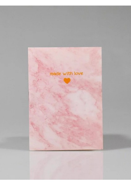 Mottolu Mermer Desenli Pembe Çizgisiz Defter Ince Kapak 32 Sayfa