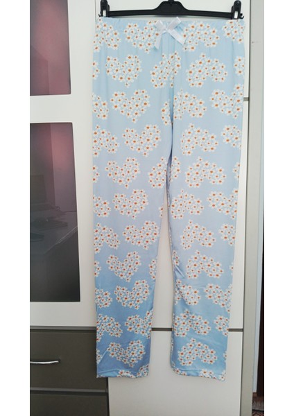 Papatya Kalp Desenli Açık Mavi Milan Kumaş Pijama Alt -BK1000022 fiyatları