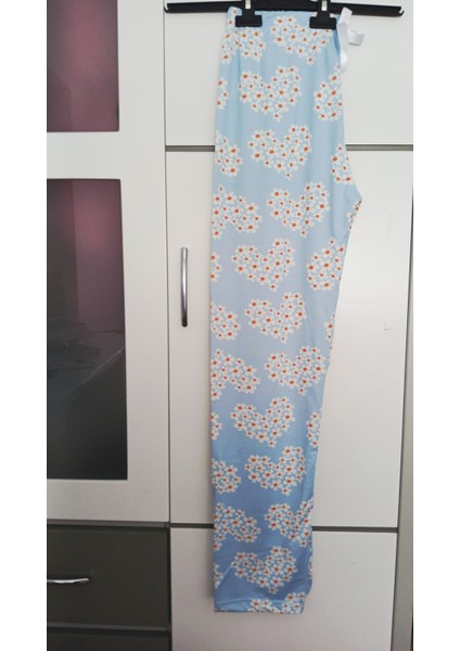 Papatya Kalp Desenli Açık Mavi Milan Kumaş Pijama Alt -BK1000022 fiyatları