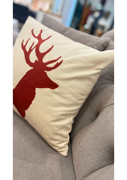 Geyik / Çift Tarafı Baskılı Evelyn Süet Kırlent Kılıfı 43 x 43 fırsatları