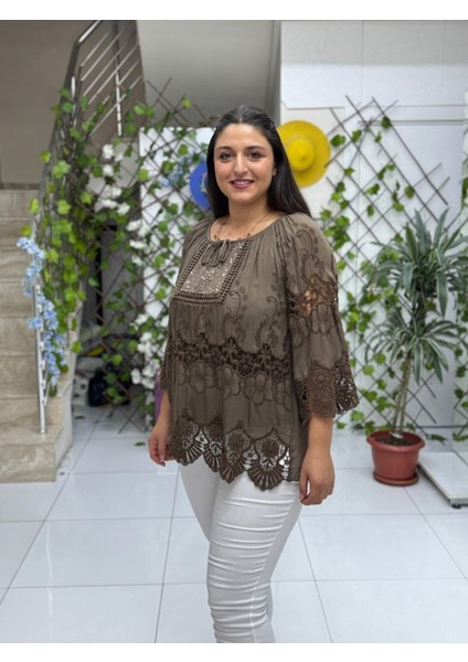 NC20428 Italyan Klasik Ipek Bluz Kahve modelleri