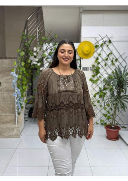 NC20428 Italyan Klasik Ipek Bluz Kahve fırsatları