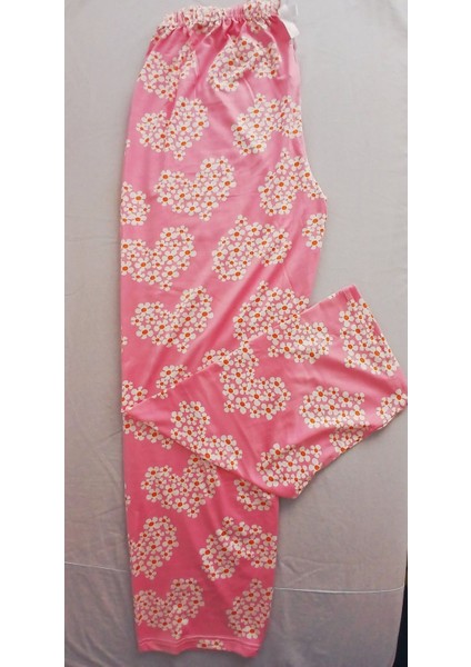 Beyaz Papatya Kalp Desenli Pembe Kumaş Pijama Alt -BK1000021 modelleri