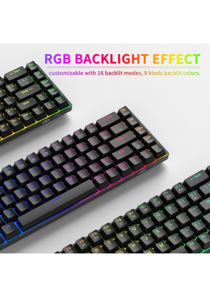 Mk-Box 68 Tuş Rgb Hot-Swap Manyetik Kablolu Türkçe Q Siyah Gaming Klavye