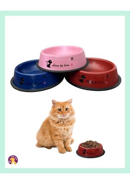 Desenli Metal Kedi Mama Kabı 18 cm fiyatları