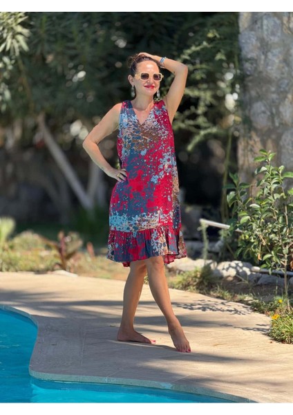 MLN16166 Viskon Alanya Elbise