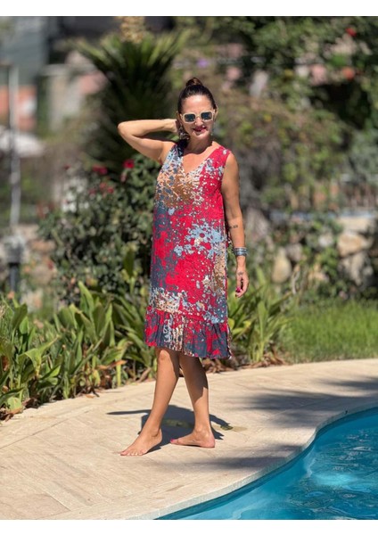 MLN16166 Viskon Alanya Elbise