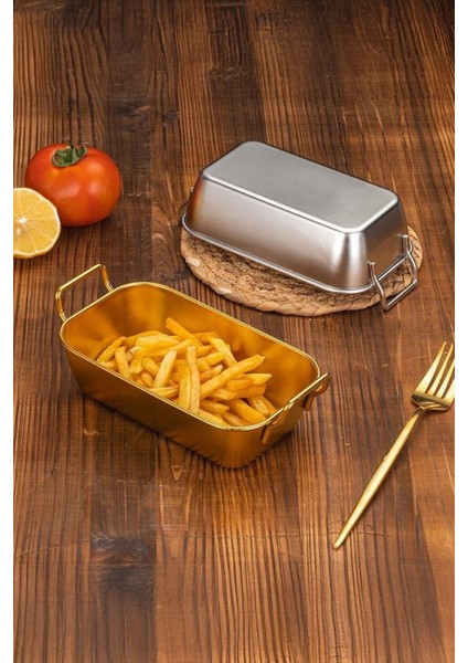 Gold Paslanmaz Çelik Dikdörtgen Sunum Tavası – Kulplu Servis Kabı Sosluk 17 cm fırsatları