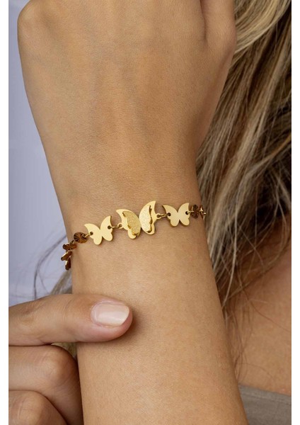 Altın Kaplama Kelebek Kadın Çelik Bileklik fiyatları