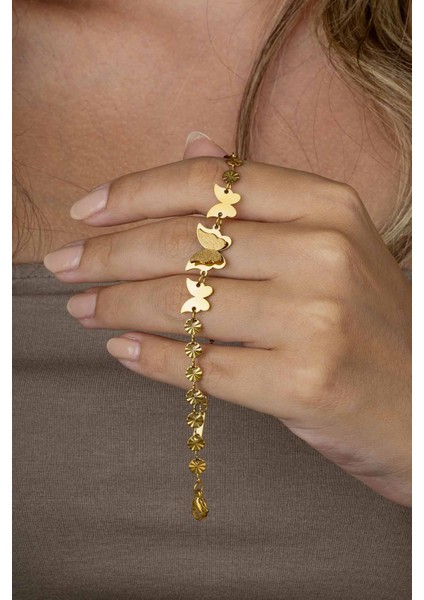 Altın Kaplama Kelebek Kadın Çelik Bileklik modelleri