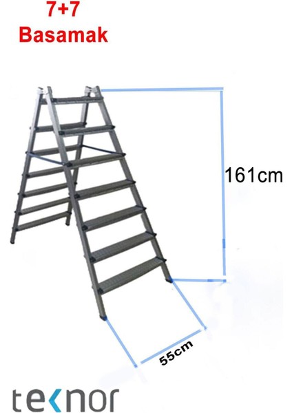 Çift Taraflı Dayanıklı 7+7 Metal Basamaklı Merdiven fiyatları
