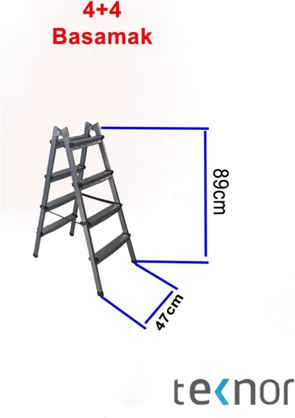 Çift Taraflı Dayanıklı 4+4 Metal Basamaklı Merdiven fiyatları