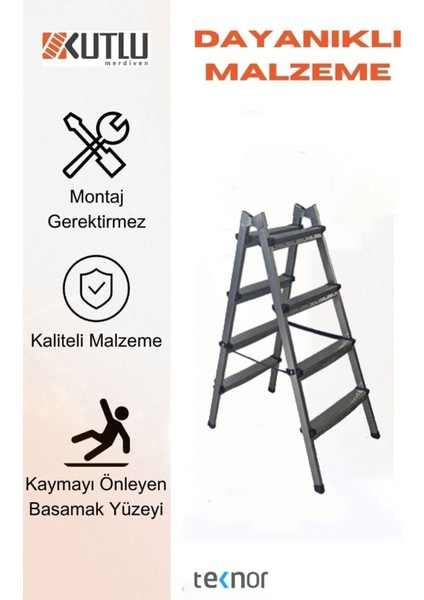 Çift Taraflı Dayanıklı 4+4 Metal Basamaklı Merdiven modelleri