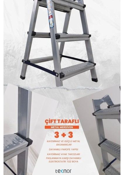 Çift Taraflı Dayanıklı 4+4 Metal Basamaklı Merdiven indirimleri