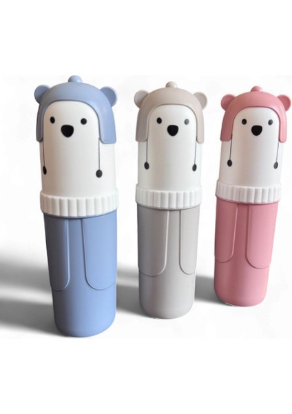 Sevimli Ayıcık Tasarımlı Diş Fırçalık Seyahat Kutusu 22CM