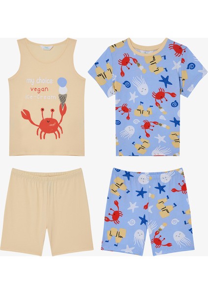 Erkek Çocuk Vegan Ice Cream Pamuklu 2li Pijama Takımı