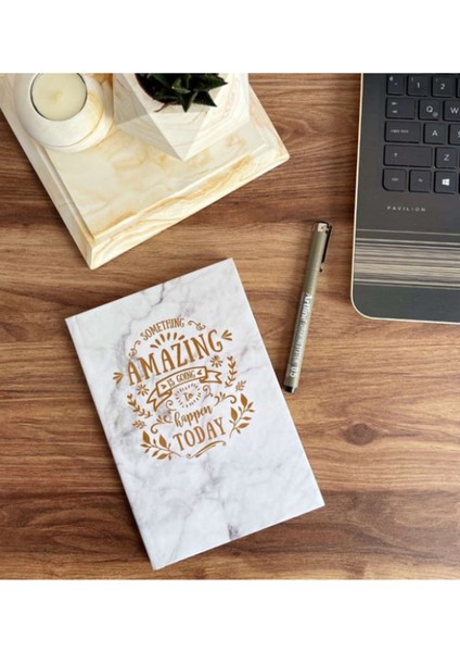 Beyaz Mermer Tasarımlı Amazing Baskılı Sert Kapak Lastikli Çizgisiz Defter fiyatları