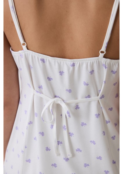 Lana Printed Pantolon Kırık Beyaz Pijama Takımı
