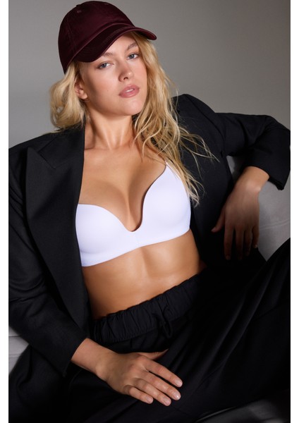 #hiççamaşırı Beyaz Balensiz Decollette Push Up Sütyen