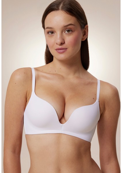 #hiççamaşırı Beyaz Balensiz Decollette Push Up Sütyen