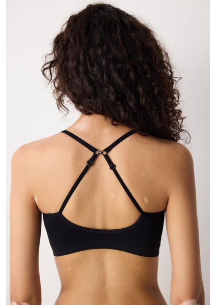 Siyah Basic Kaplı Dikişsiz Balensiz Sütyen