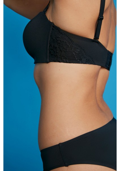 Siyah Toparlayıcı Lotus Premium Dolgusuz Straplez Sütyen
