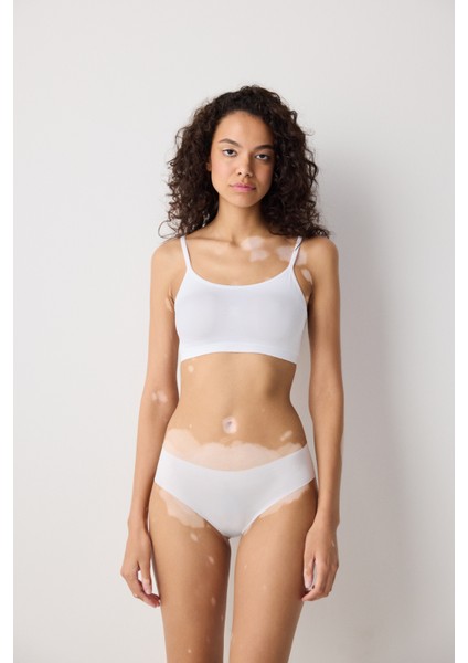 Beyaz Nu Basic Kaplı Dikişsiz Balensiz Sütyen