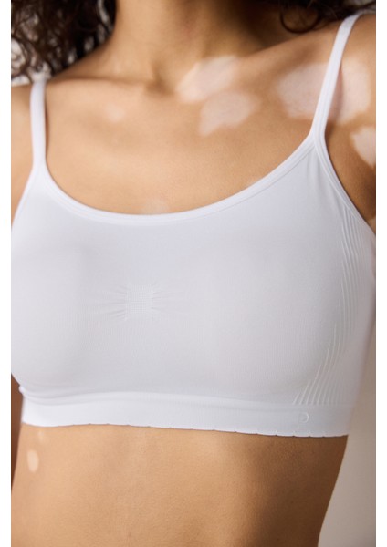 Beyaz Nu Basic Kaplı Dikişsiz Balensiz Sütyen